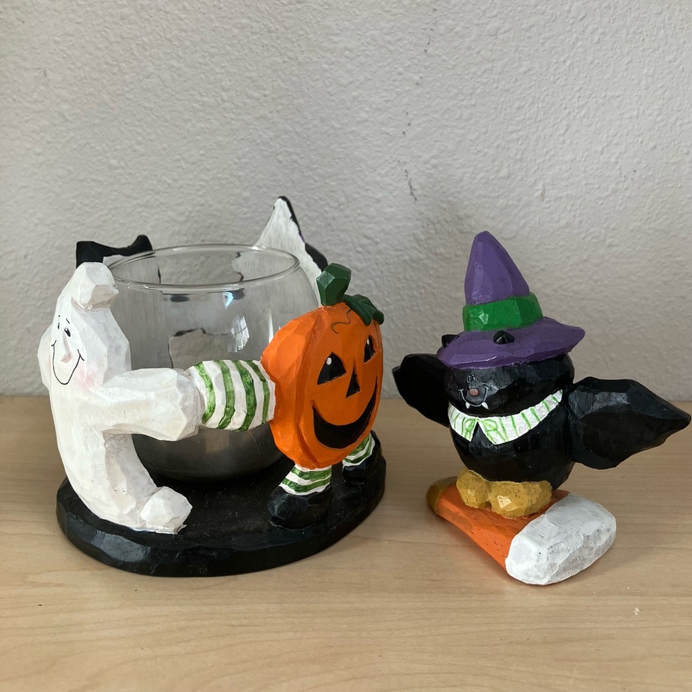 Vintage Eddie Walker Halloween Bat and Decorative Candle Holder Set